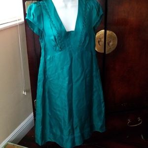 Silk like teal dress, size 10
